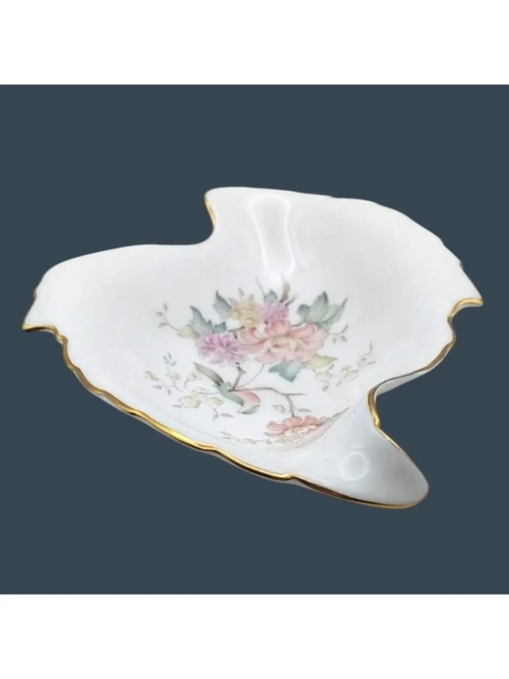 Royal Doulton Mystic Dawn Bone China Leaf-Shaped Trinket Nut Dish England 1985